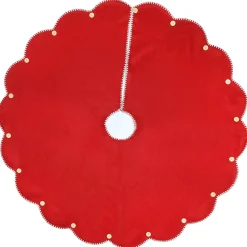 Christmas Tree Skirt-National Tree Company 48" General Store Collection Scalloped Red Tree Skirt