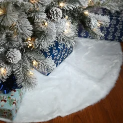 Christmas Tree Skirt-National Tree Company 52" General Store Collection White Faux Fur Tree Skirt