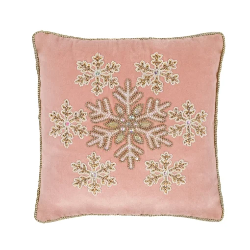 Christmas Textile-National Tree Company 14" Hgtv Home Collection Beaded Snowflake Velvet Pillow