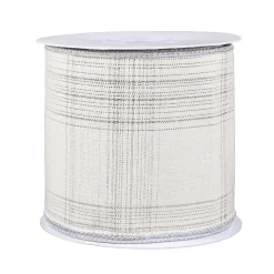 Christmas Accessories-National Tree Company 3" Hgtv Home Collection Double-Fused Silver Plaid Ribbon