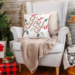 Christmas Textile-National Tree Company 18" Hgtv Home Collection Embroidered Joy Christmas Pillow