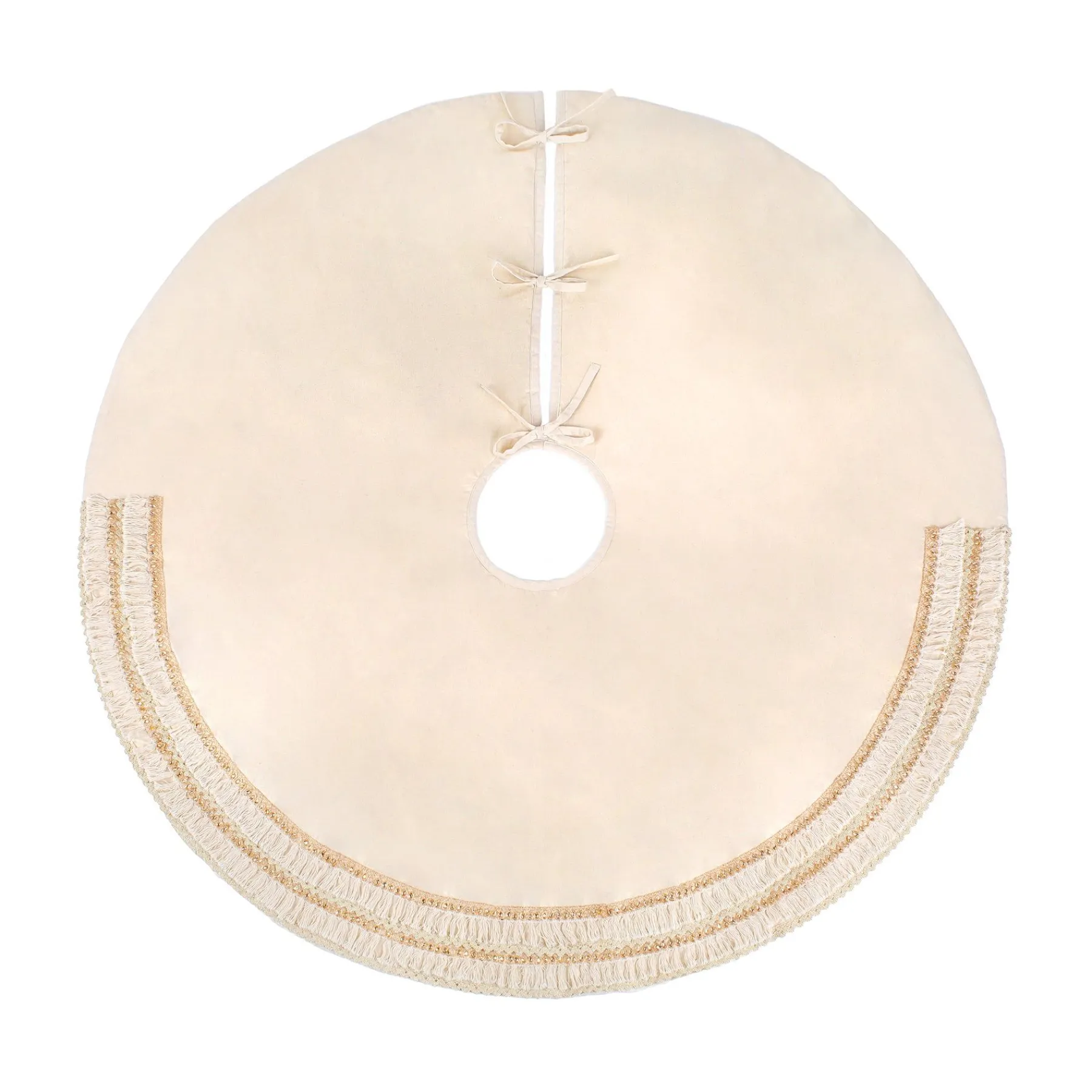 Christmas Tree Skirt-National Tree Company 52" Hgtv Home Collection Fringe Detail Tree Skirt, Off White