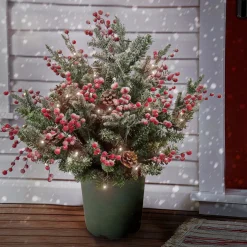 Christmas Greenery-National Tree Company 28" Hgtv Home Collection Pre-Lit Frosted Traditions Planter Filler
