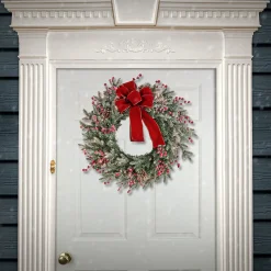 21" To 24" Wreath-National Tree Company 22" Hgtv Home Collection Pre-Lit Frosted Traditions Wreath