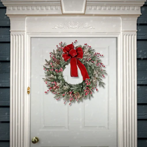 21" To 24" Wreath-National Tree Company 22" Hgtv Home Collection Pre-Lit Frosted Traditions Wreath