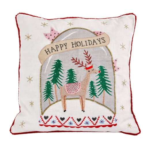 Christmas Textile-National Tree Company 18" Hgtv Home Collection Snow Globe Christmas Pillow