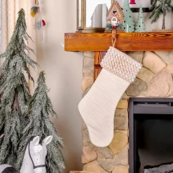 Christmas Stockings-National Tree Company 20" Hgtv Home Collection Textured Cuff Stocking, Ivory
