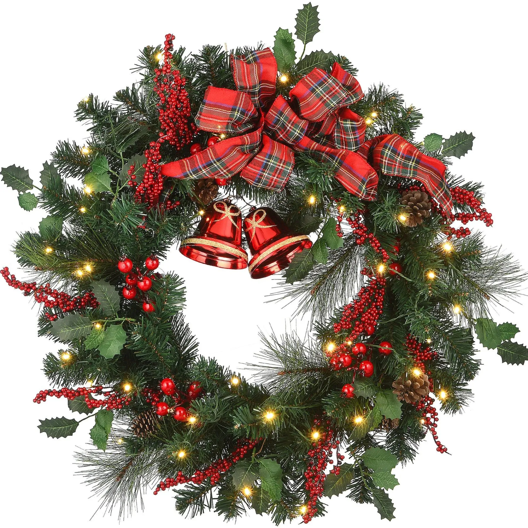 25" To 36" Wreath-National Tree Company 30" Holiday Plaid Bow Prelit Wreath