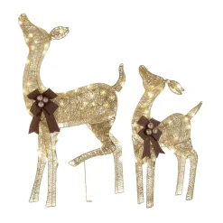 Christmas Outdoor Accessories-National Tree Company 38 In. And 28 In. Pre-Lit Fawn With Doe Decoration