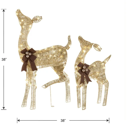 Christmas Outdoor Accessories-National Tree Company 38 In. And 28 In. Pre-Lit Fawn With Doe Decoration