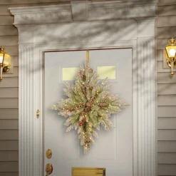 Christmas Greenery-National Tree Company 32 In. Snowy Dunhill® Fir Bethlehem Star With Battery Operated Led Lights