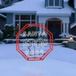 Christmas Accessories-National Tree Company 44" Led Light Strip "Santa Stop Here" Sign