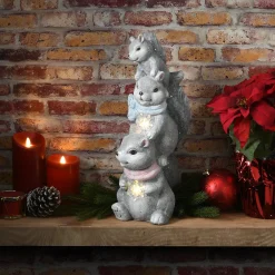 Christmas Accessories-National Tree Company 19" Led Squirrel Trio Fuguerine