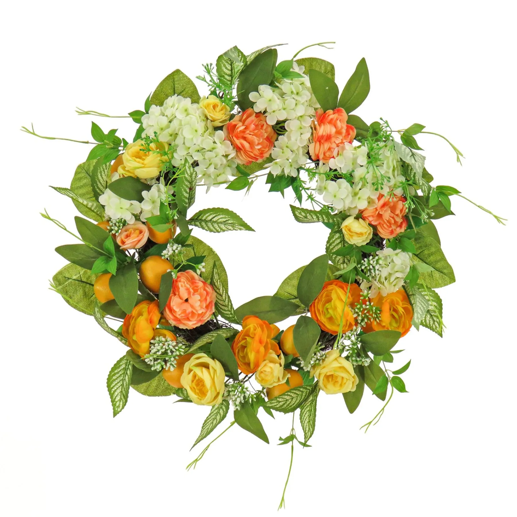 Flower Wreaths-National Tree Company 24" Lemons, Hydrangeas And Buttercups Wreath