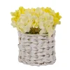 Flower Bouquets-National Tree Company 10" Light Yellow Hydrangea Bouquet In White Basket