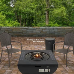 Firepits-National Tree Company 40" Marbleized Mgo Propane Fire Pit Table With Water Feature