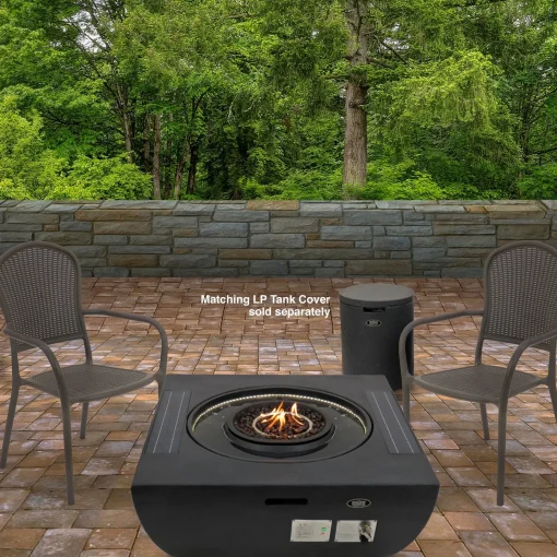 Firepits-National Tree Company 40" Marbleized Mgo Propane Fire Pit Table With Water Feature