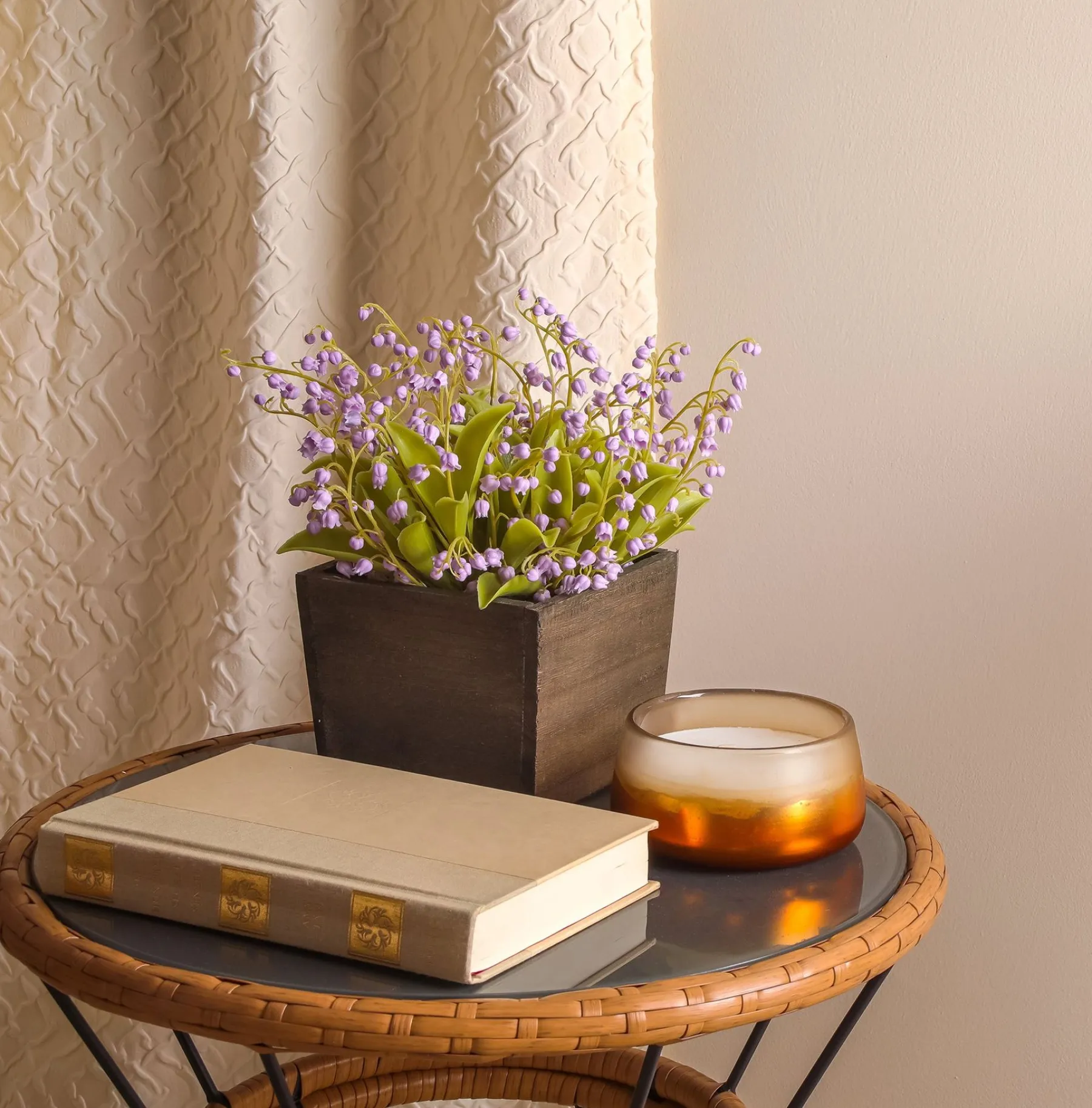 Potted Flower Plants-National Tree Company 10" Mauve Lily-Of-The-Valley Flowers In Wood Box