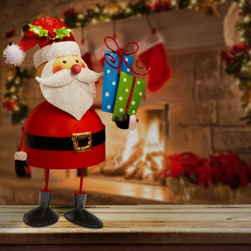 Christmas Accessories-National Tree Company 10" Metal Bobble Santa