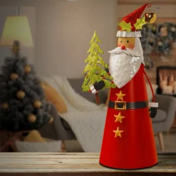 Christmas Accessories-National Tree Company 12" Metal Santa Character