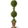 Topiaries / Shurbs-National Tree Company 60" Mini Tea Leaf 2 Ball Topiary With Black And Gold Urn