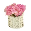 Flower Bouquets-National Tree Company 10" Mixed Mauve Hydrangea Bouquet In White Basket