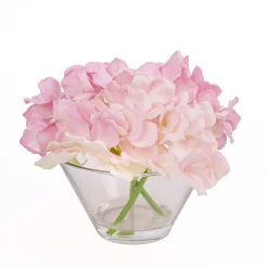 Flower Bouquets-National Tree Company 8" Mixed Mauve Hydrangea Bouquet In Glass Vase