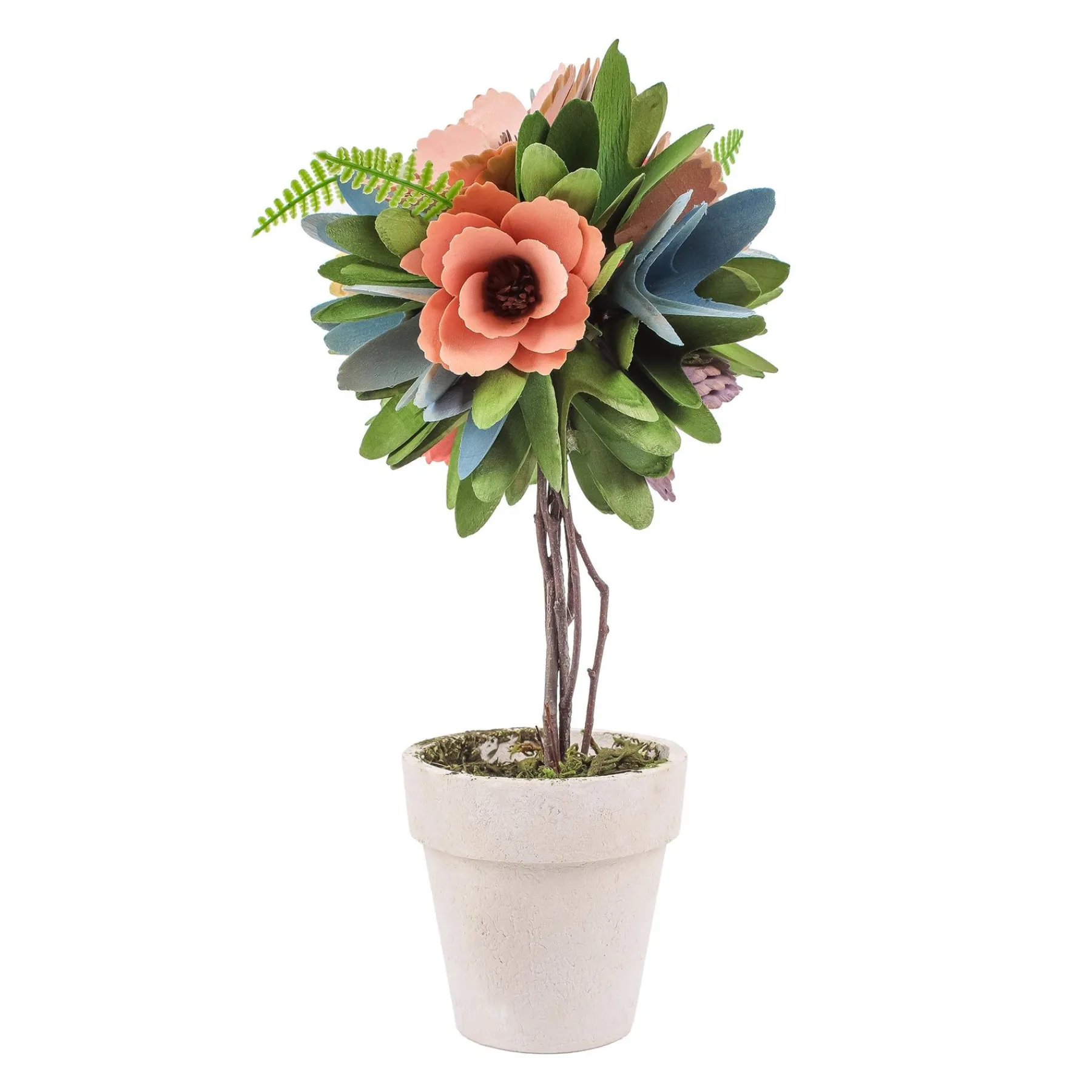 Potted Flower Plants-National Tree Company 12" Multicolor Spring Floral Topiary Decor