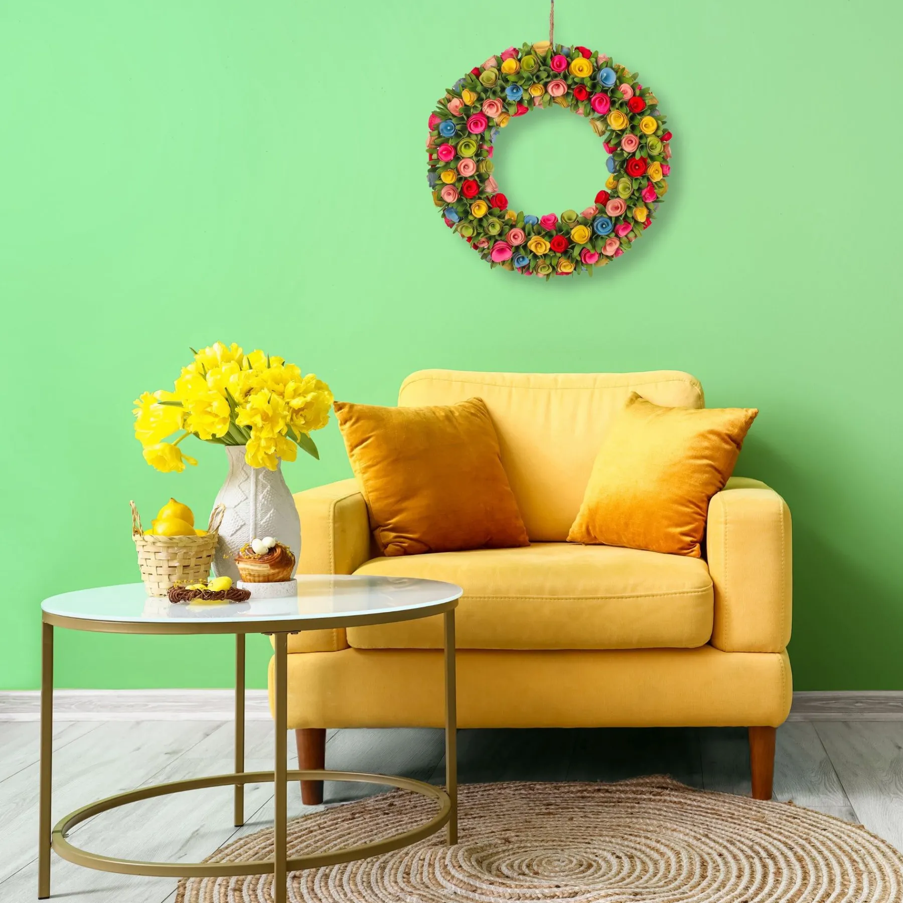 Flower Wreaths-National Tree Company 18" Multicolor Spring Floral Wreath