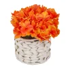 Flower Bouquets-National Tree Company 10" Orange Hydrangea Bouquet In White Basket