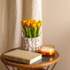 Flower Bouquets-National Tree Company 10" Orange Tulip Bouquet In White Basket