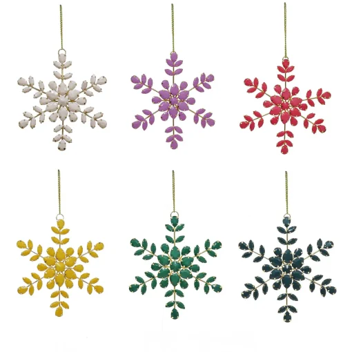 Christmas Ornament-National Tree Company 6 Piece Hgtv Home Collection Beaded Snowflake Ornaments