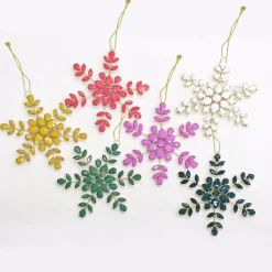 Christmas Ornament-National Tree Company 6 Piece Hgtv Home Collection Beaded Snowflake Ornaments