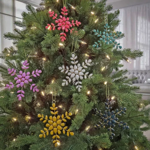 Christmas Ornament-National Tree Company 6 Piece Hgtv Home Collection Beaded Snowflake Ornaments