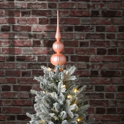 Christmas Accessories-National Tree Company 15" Pink Glass Christmas Tree Topper