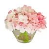 National Tree Company Flower Bouquets^8" Pink Hydrangea Bouquet In Glass Vase