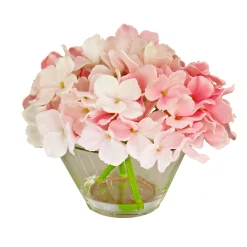 National Tree Company Flower Bouquets^8" Pink Hydrangea Bouquet In Glass Vase