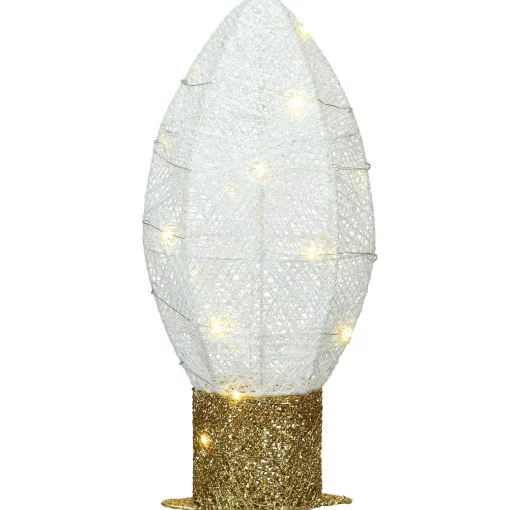 Christmas Outdoor Accessories-National Tree Company 20" Pre-Lit White Christmas Light Bulb Decoration