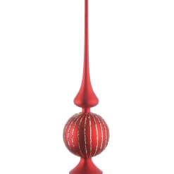 Christmas Accessories-National Tree Company 15" Red Glass Christmas Tree Topper