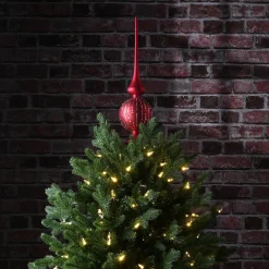 Christmas Accessories-National Tree Company 15" Red Glass Christmas Tree Topper