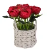 National Tree Company Potted Flower Plants^10" Red Peony Flower Bouquet In White Basket