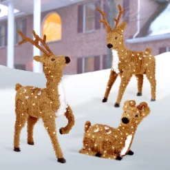 Christmas Outdoor Accessories-National Tree Company 24" Resting Reindeer With Clear Lights