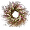 Flower Wreaths-National Tree Company 24" Spring Dark Pink & Cream Forsythia Twig Wreath
