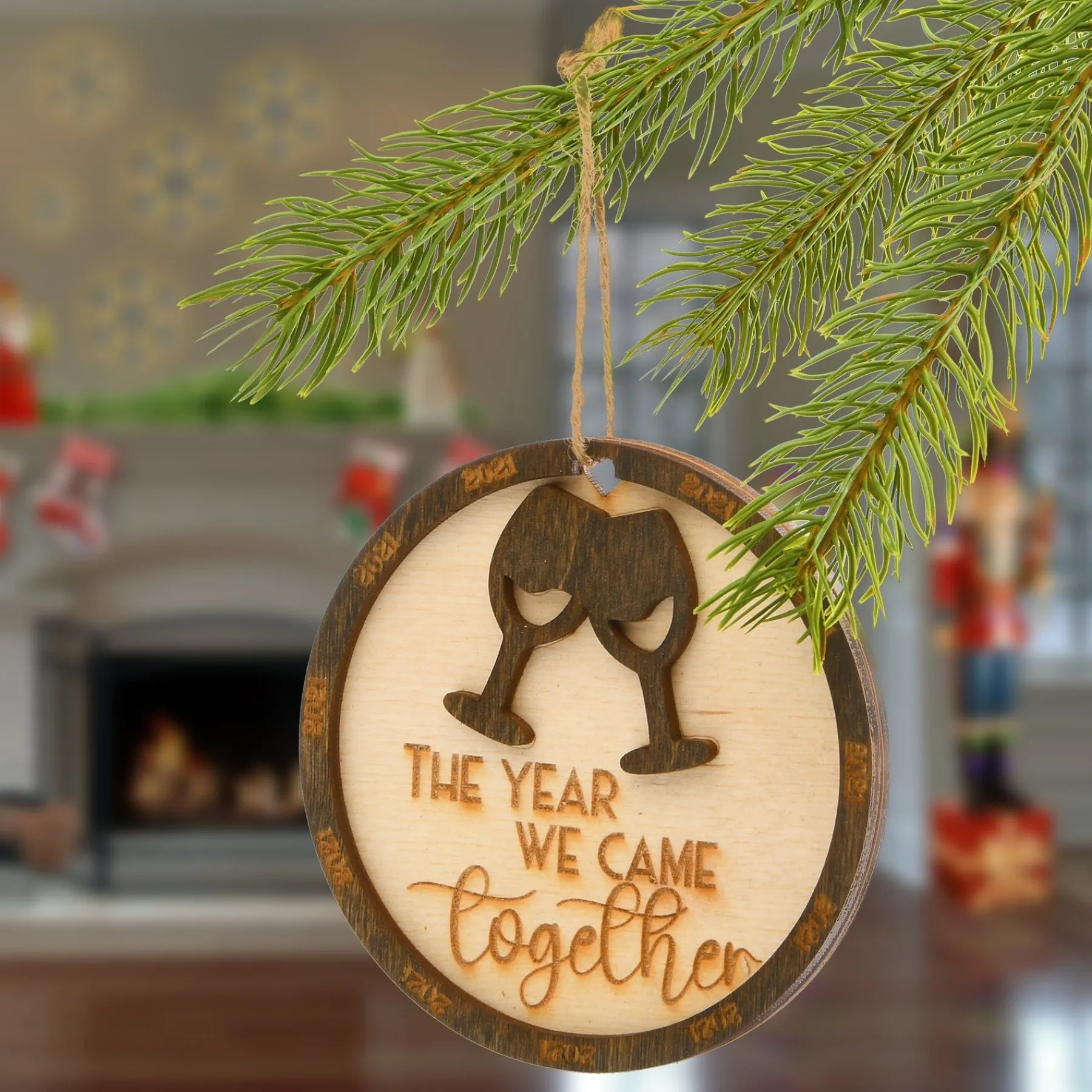 Christmas Ornament-National Tree Company 2021 "The Year We Came Together" Wood Christmas Ornament With Hanging Loop, 3 In
