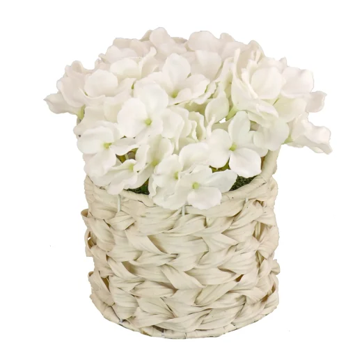 National Tree Company Potted Flower Plants^10" White Hydrangea Bouquet In White Basket