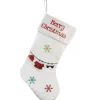 Christmas Stockings-National Tree Company 18" White Merry Christmas Stocking With Snowflakes