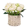 National Tree Company Potted Flower Plants^10" White Peony Flower Bouquet In White Basket