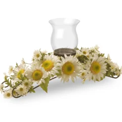 National Tree Company Potted Flower Plants^25" White Sunflower Candleholder