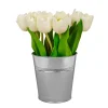 Flower Bouquets-National Tree Company 9" White Tulip Bouquet In Metal Pot
