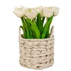 National Tree Company Flower Bouquets^10" White Tulip Bouquet In White Basket